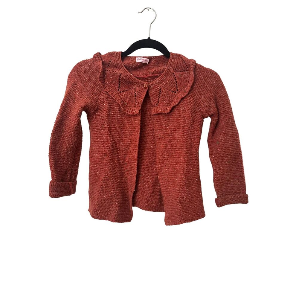 LA COQUETA Wool Blend Cardigan Rust 6Y